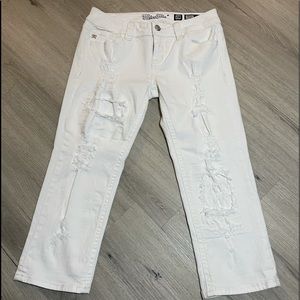 MISS ME Torn Up Distressed Denim CAPRI Jeans 28X21